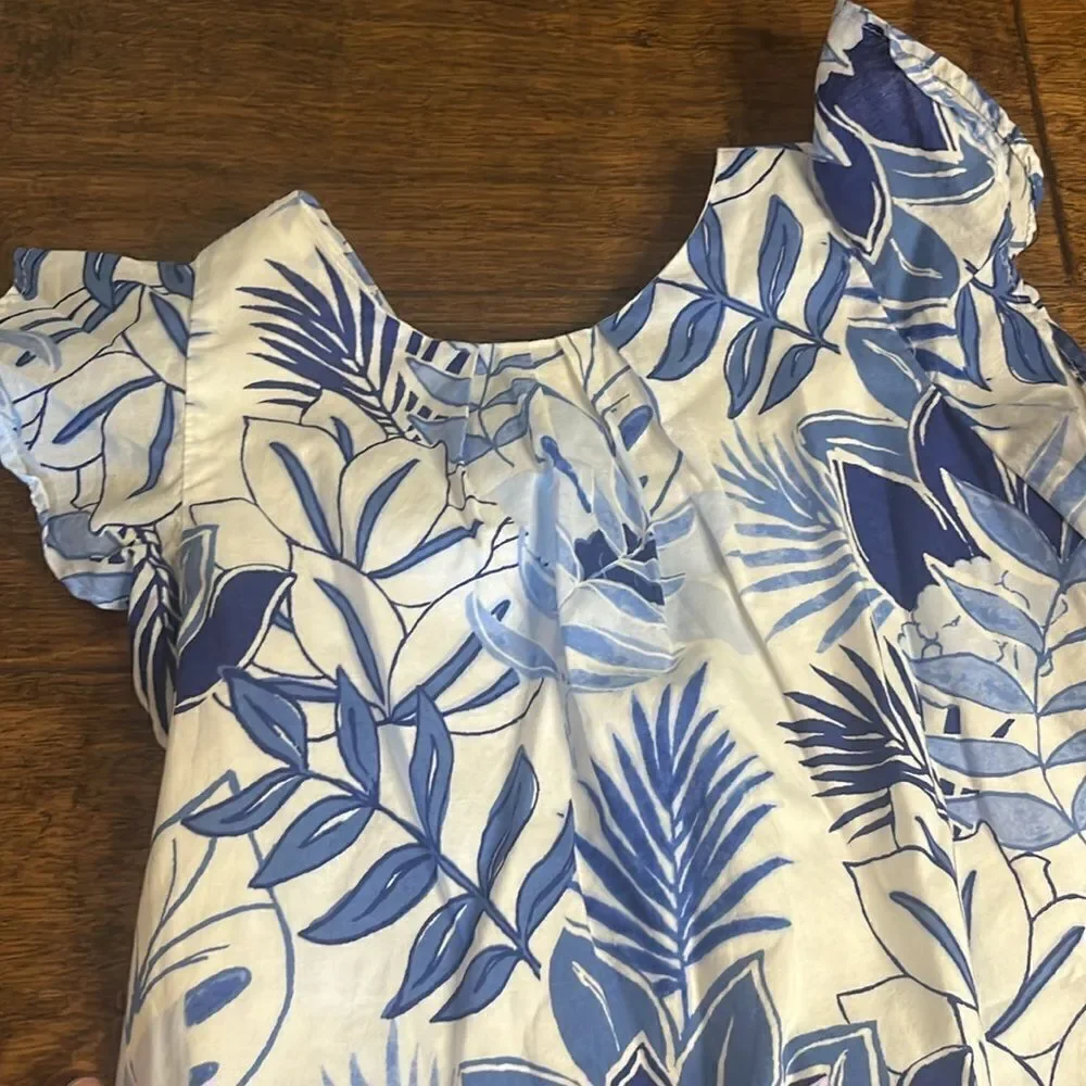 Janie and Jack Floral Blue and White Dress, size 4